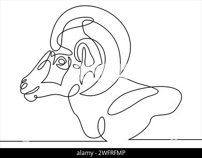 Concept de mascotte d'agneau pour icône de ranch. Illustration vectorielle de dessin d'une ligne Illustration de Vecteur
