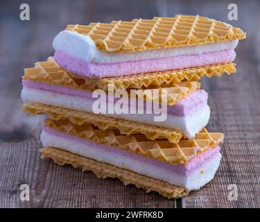 Biscuit Wafer rose et blanc Banque D'Images