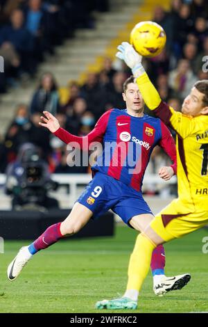 Barcelone, Espagne. 31 janvier 2024. Lewandowski en action lors du match de LaLiga EA Sports entre le FC Barcelone et CA Osasuna au Estadi Olimpic Lluis Companys à Barcelone, Espagne. Crédit : Christian Bertrand/Alamy Live News Banque D'Images