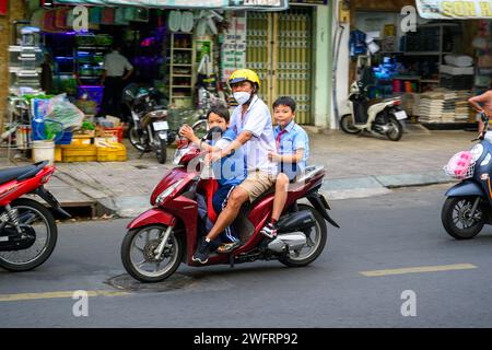 Heure de pointe à Ho Chi Minh ville, Vietnam Banque D'Images