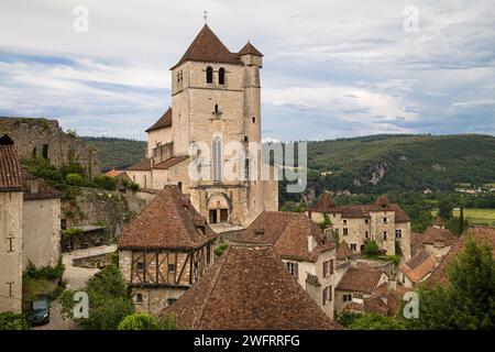 Église Saint-Cirq-Lapopie, Occitanie, France. Banque D'Images