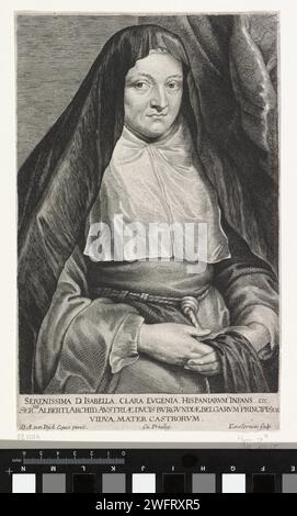 Portrait d'Isabella Clara Eugenia, Infante van Spain, Lucas Vorsterman (I), d'après Anthony Van Dyck, gravure sur papier Anvers 1630 - 1646 Banque D'Images