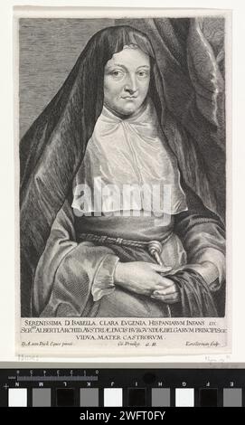 Portrait d'Isabella Clara Eugenia, Infante van Spain, Lucas Vorsterman (I), d'après Anthony Van Dyck, gravure sur papier Anvers 1645 - 1646 Banque D'Images