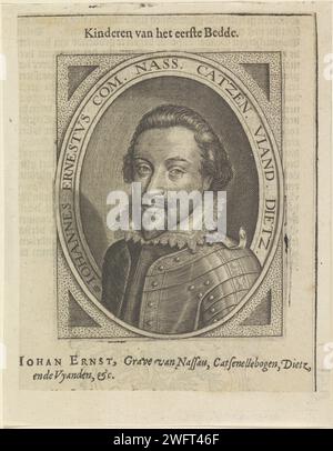 Portrait de Johan Ernst I, Comte de Nassau -Siegen, 1600 - 1699 tirage Portrait de Johan Ernst I dans un ovale avec bord qui se connecte aux épaules. Low Countries gravure / gravure / impression typographique sur papier Banque D'Images