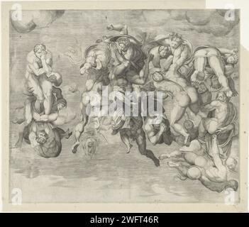 Le jugement dernier, Nicolò della Casa, d'après Michel-Ange, 1548 Imprimer Un détail de la fresque 'le jugement dernier' de Michel-Ange dans la chapelle Sixtine. Imprimeur : Italiaaprès peinture par : Vaticaanstadpublisher : Rome gravure sur papier jugement dernier Banque D'Images