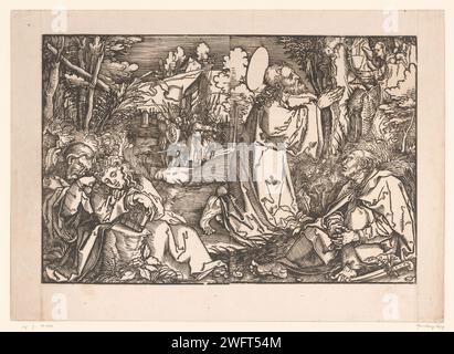 Christ dans la cour de Getsémani, Anonyme, Hans Weiditz, c. 1522 papier imprimé la prière du Christ dans le jardin de Gethsémani pendant la nuit Banque D'Images