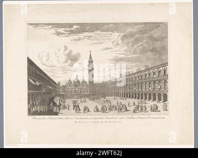 Vue de San Marcoplein à Venise, Antonio Sandi, d'après Michele Marieschi, 1743 - 1817 imprimer vue de San Marcoplein à Venise, avec le San Marco et le Campanile di San Marco. Titre en latin en STUDMARGE. Numéroté ci-dessous : 1. Imprimeur : Italiaaprès dessin par : ItaliePublisher : Venise gravure sur papier / gravure vue sur la ville, et paysage avec des constructions artificielles. place, place, cirque, etc. église (extérieur). parties de l'extérieur de l'église et annexes : campanile. Loggia, véranda, porche San Marcoplein. Basilique de San Marco. Campanile di San Marco Banque D'Images