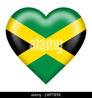 Bouton coeur drapeau Jamaïque avec chemin de détourage Banque D'Images