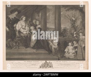 Portrait de Balthazar Gerbier, Deborah Kip et leurs enfants, William Walker, d'après Edward Edwards, d'après Anthony Van Dyck, d'après Peter Paul Rubens, tirage de 1766 Nummered en bas à gauche : n° 27. Londres gravure sur papier / gravure personne historique (avec NOM) - BB - femme - personne historique (avec NOM) représentée dans un groupe, dans un portrait de groupe. Personne historique (avec NOM) - personne historique (avec NOM) représentée dans un groupe, dans un portrait de groupe. groupe familial, en particulier les parents avec leur(s) enfant(s). armes d'archer : arc et flèche Banque D'Images