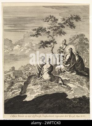 Christ parle avec Petrus, Jakobus, Johannes et Andreas op de Olijf, Jan Luyken, 1708 imprimer Amsterdam papier gravure Gethsémani, Mont des oliviers, 'Oelberg' (Matthieu 26:36-56, Marc 14:39-53, Luc 22:32-52; Jean 18:1-12) Banque D'Images