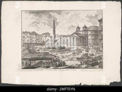 Piazza della Rotonda te Rome, Giovanni Battista Piranesi, 1748 - 1778 imprimer vue de la Piazza della Rotonda à Rome avec le Panthéon et la Fontana del Panthéon. Titre et liste explicative des chansons dans STUDMARGE. Rome papier gravure carré, place, cirque, etc. église (extérieur). parties de l'extérieur de l'église et annexes : façade. Fontaine ornementale Rotonda Square. Panthéon. Fontaine du Panthéon. Rome Banque D'Images