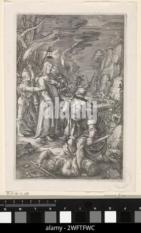 Collection du Christ, Anonyme, d'après Hendrick Goltzius, 1597 - 1667 imprimer Christ est capturé par des soldats à la cour de Getsémane. Judas l'embrasse sur la joue. Peter Malchus prend une oreille au premier plan. Papier néerlandais gravure du baiser de Judas : accompagné de soldats aux torches et aux lanternes, il embrasse le Christ. Pierre tire son épée et coupe l'oreille de Malchus Banque D'Images