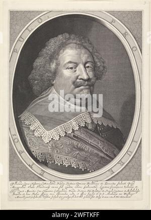 Portrait de Willem, comte de Nassau-Siegen, 1644 tirage Portrait de Willem dans un ovale avec bord. Quatre lignes de texte latin dans la marge inférieure. Gravure / gravure sur papier Delft Banque D'Images