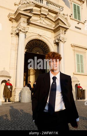 Roma, Italie. 01 février 2024. Foto Cecilia Fabiano/LaPresse 01 Febbraio 2024 Roma, Italia - Cronaca - Sergio Mattarella riceve al Quirinale la nazionale italiana maschile di tennis vincitrice della Coppa Davis Nella foto: Jannik Sinner 01 février 2024 Roma, Italie - le président de la République Sergio Mattarella reçoit l'équipe nationale italienne masculine de tennis qui a remporté la coupe Davis 2023 sur la photo : Jannik Sinner crédit : LaPresse/Alamy Live News Banque D'Images