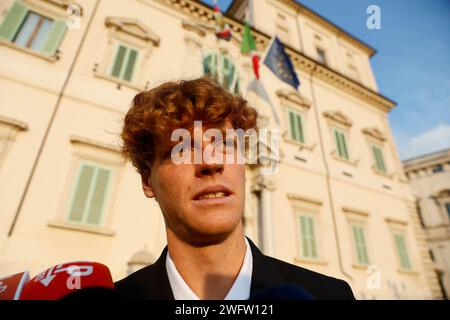 Roma, Italie. 01 février 2024. Foto Cecilia Fabiano/LaPresse 01 Febbraio 2024 Roma, Italia - Cronaca - Sergio Mattarella riceve al Quirinale la nazionale italiana maschile di tennis vincitrice della Coppa Davis Nella foto: Jannik Sinner 01 février 2024 Roma, Italie - le président de la République Sergio Mattarella reçoit l'équipe nationale italienne masculine de tennis qui a remporté la coupe Davis 2023 sur la photo : Jannik Sinner crédit : LaPresse/Alamy Live News Banque D'Images