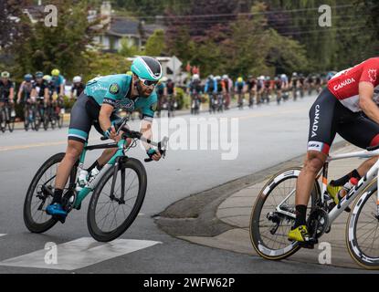 Les cyclistes s'affrontent dans la course du Tour de Delta à Tsawwassen BC Canada Banque D'Images