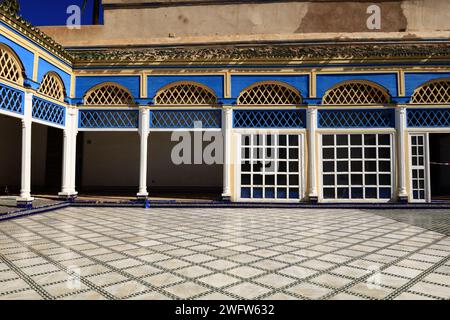 Le palais de la Bahia est un palais du milieu à la fin du 19e siècle situé à Marrakech, au Maroc Banque D'Images