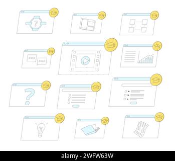 La gamification dans l'éducation. Système de gestion de l'apprentissage. Cours ou formation en ligne. Illustration vectorielle. Intégration d'éléments de jeu de divertissement dans Illustration de Vecteur