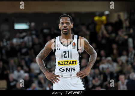 Monaco, Monaco. 31 janvier 2024. Le joueur de Belgrade #21 James Lunnally est vu lors du match de Basketball Turkish Airlines Euroleague entre L'AS Monaco et le KK Partizan Belgrade dans la salle Gaston Medecin à Monaco le 31 janvier 2024. Photo de Laurent Coust/ABACAPRESS.COM crédit : Abaca Press/Alamy Live News Banque D'Images