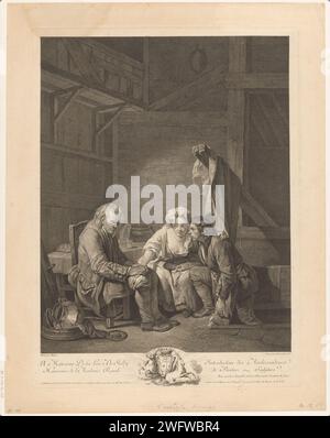 Aveugle trompé par sa jeune femme, Laurent Cars, d'après Jean-Baptiste Greuze, imprimeur 1709 - 1771 : Francepublisher : ParisFranceFrance papier gravure / gravure aveugle, cécité. adultère. Ferme (bâtiment) - AA - Architecture civique : intérieur Banque D'Images