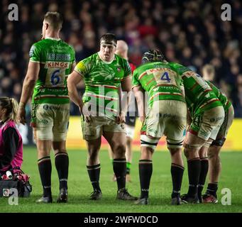 Leicester Tigers Dan Richardson en action lors de Harlequins vs Leicester Tigers, The Stoop, Twickenham, Londres Royaume-Uni le 26 janvier 2024. scor final Banque D'Images