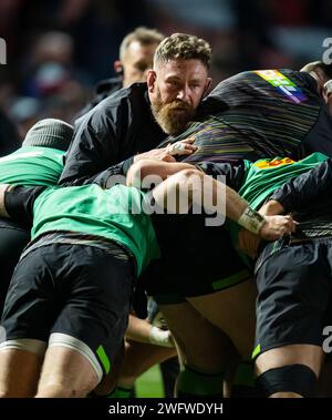 Harlequins Irne Herbst en action lors de Harlequins vs Leicester Tigers, The Stoop, Twickenham, Londres UK le 26 janvier 2024. Score final Harlequ Banque D'Images
