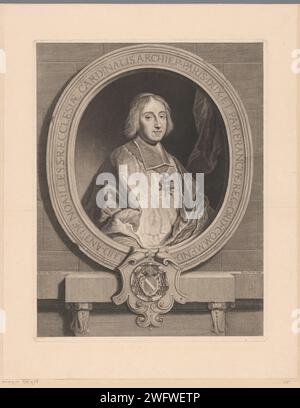 Portret van Louis Antoine de Noailles, Pierre Drevet, d'après Hyacinthe Rigaud, 1700 - 1729 print France gravure sur papier personnages historiques. cardinal Banque D'Images