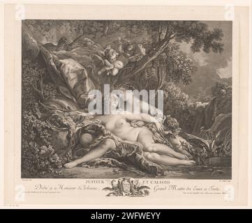 Jupiter en Callisto, René Gaillard, d'après François Boucher, en ou avant 1777 estampe Paris sur papier gravure / gravure Jupiter, sous les traits de Diane, et Callisto. Amour homosexuel - CC - amour homosexuel entre les femmes : lesbianisme Banque D'Images