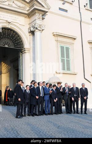 Rome, Italie. 01 février 2024. Rome, Jannik Sinner quitte le Quirinale avec les champions Davis Credit : Independent photo Agency/Alamy Live News Banque D'Images