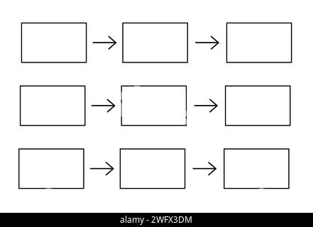 Modèle infographique simple avec flèches et 9 options ou étapes. Conception de table, illustration de planification Banque D'Images