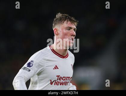 Wolverhampton, Royaume-Uni. 01 février 2024. Rasmus Højlund de Manchester United, lors du match de Premier League Wolverhampton Wanderers vs Manchester United à Molineux, Wolverhampton, Royaume-Uni, le 1 février 2024 (photo de Gareth Evans/News Images) à Wolverhampton, Royaume-Uni le 2/1/2024. (Photo Gareth Evans/News Images/Sipa USA) crédit : SIPA USA/Alamy Live News Banque D'Images