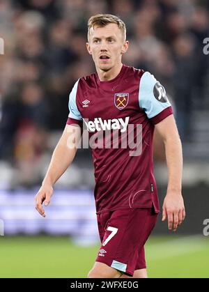 James Ward-Prowse de West Ham United lors du match de Premier League au London Stadium. Date de la photo : jeudi 1 février 2024. Banque D'Images