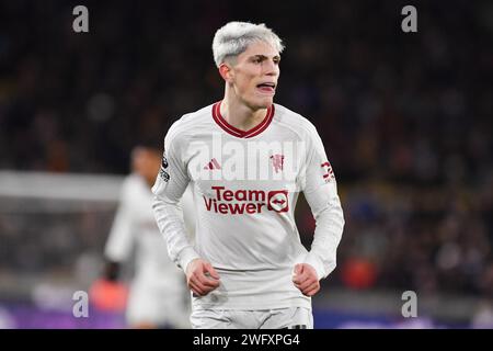 1 février 2024 ; Molineux Stadium, Wolverhampton, West Midlands, Angleterre; premier League football, Wolverhampton Wanderers contre Manchester United ; Alejandro Garnacho de Manchester United Banque D'Images