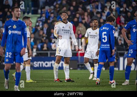 Getafe, Espagne. 01 février 2024. Jude Bellingham du Real Madrid vu lors du match de football de la Liga EA Sports 2023/24 entre Getafe vs Real Madrid au stade Coliseum de Getafe, Espagne. Crédit : Agence photo indépendante/Alamy Live News Banque D'Images