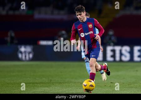 BARCELONE, ESPAGNE - JANVIER 31 : Pedri du FC Barcelone lors du match de la Liga EA Sports entre le FC Barcelone et le CA Osasuna au Estadi Olimpic Lluis Companys le 31 janvier 2024 à Barcelone, Espagne. Banque D'Images