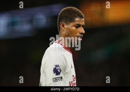 Wolverhampton, Royaume-Uni. 01 février 2024. Marcus Rashford de Manchester United lors du match de Premier League Wolverhampton Wanderers vs Manchester United à Molineux, Wolverhampton, Royaume-Uni, le 1 février 2024 (photo de Gareth Evans/News Images) à Wolverhampton, Royaume-Uni le 2/1/2024. (Photo Gareth Evans/News Images/Sipa USA) crédit : SIPA USA/Alamy Live News Banque D'Images