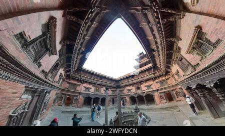 360 vue panoramique de Keshav Narayan Chowk sur la place Patan Durbar Banque D'Images