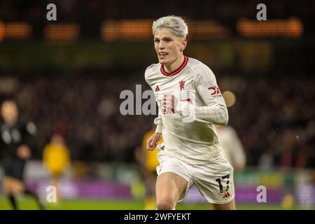 Wolverhampton, Royaume-Uni. 02 février 2024. Wolverhampton, Angleterre, 1 février 2024 : Alejandro Garnacho de Man Utd lors du match de Premier League entre Wolverhampton Wanderers et Manchester United au Molineux Stadium de Wolverhampton, Angleterre (Richard Callis/SPP) crédit : SPP Sport Press photo. /Alamy Live News Banque D'Images