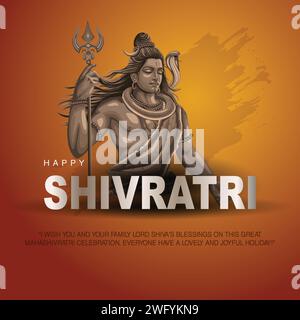 Joyeux maha Shivratri avec shiv Ling, un festival hindou célébré de lord shiva Night, calligraphie anglaise. conception abstraite d'illustration vectorielle Illustration de Vecteur