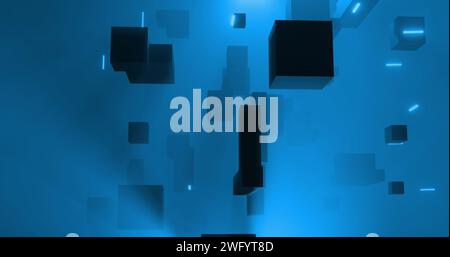 Image des icônes wifi et du traitement des données sur fond sombre Banque D'Images