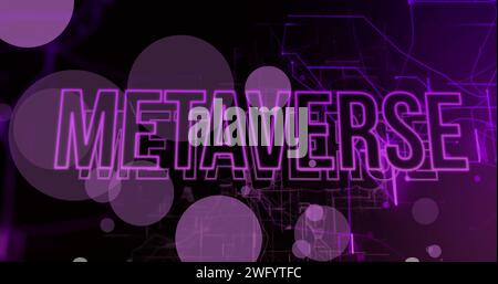 Image du texte métaverse sur le traitement des données sur fond noir Banque D'Images