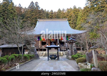 Temple Rissyakuji (Yamadera) un temple bouddhiste centenaire à Yamadera, Yamagata, Japon Banque D'Images