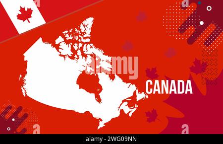 Bannière de la fête nationale du Canada pour l'anniversaire du jour de l'indépendance. Drapeau du Canada et design abstrait rétro géométrique moderne Banque D'Images