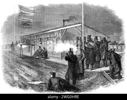 Essai officiel de fusils de petit calibre sur les marais de Plumstead : tir des restes, 1862. Au Royal Laboratory-range de Woolwich Arsenal un certain nombre de tireurs célèbres étaient présents, soit en personne, soit par un représentant - à savoir, M. Joseph Whitworth, M. John Rigby, M. Charles Ingram, M. Edward Burdett pour M. Thomas Turner, M. William Terry, et M. Alexander Henry... [ils] ont suivi un cours de tir, commençant sur une portée de 500 yards, dans le but de permettre à la National Rifle Association de déterminer le fusil avec lequel la deuxième étape du prix de la Reine SH Banque D'Images