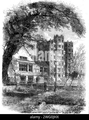 Layer Marney Tower, Essex, visité par la Société archéologique d'Essex, 1862. Maison '...érigée par Sir Henry Marney, capitaine de la Garde d'Henry VIII, par la suite créé Chevalier de la jarretière, Lord Privy Seal, et Baron Marney ; ce dernier en l'an 1523. Il mourut l'année suivante, et fut remplacé par son fils John, qui, il est remarquable, mourut aussi dans les douze mois de son élévation au titre de Lord Marney. Avec lui le titre a cessé, et la construction de l'immeuble aussi, il est présumé. La propriété, après être revenue à la Couronne, est passée en possession de Sir Brian Tuke, secrétaire Banque D'Images