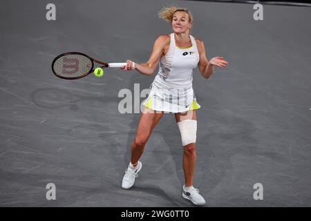 Linz, haute-Autriche, Autriche. 1 février 2024. Katerina Siniakova (CZE) en action lors de la haute-Autriche Ladies Linz - Womens tennis, WTA500 (crédit image : © Mathias Schulz/ZUMA Press Wire) À USAGE ÉDITORIAL UNIQUEMENT! Non destiné à UN USAGE commercial ! Banque D'Images