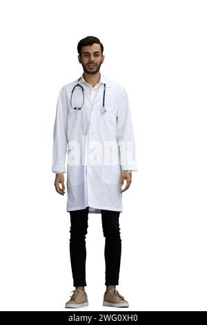 médecin masculin sur un fond blanc en pleine croissance Banque D'Images