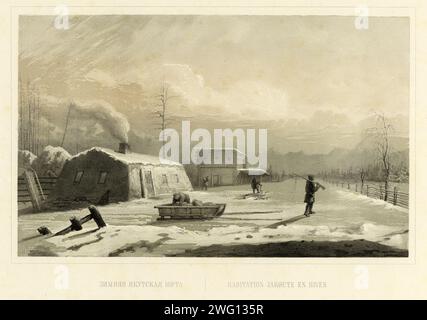 Yakut Winter Yurt, 1856. Extrait de Puteshestviye po Vostochnoy Sibiri I. Bulychova. Chast' 1-ya. Poyezdka v Kamtchatku (Un voyage à travers la Sibérie orientale : partie 1, Voyage au Kamtchatka), partie d'une collection d'albums de la Division des estampes de la Bibliothèque nationale de Russie documentant les expéditions en Sibérie et en extrême-Orient russe entreprises principalement à la fin du 19e siècle. Le compilateur de l'album est Ivan mem'ianovitch Bulychev, membre de la Société géographique impériale russe. L'album est composé de 64 illustrations finement dessinées, la plupart en couleur, tirées de 21 numéros d'une autre publication et Banque D'Images