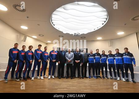 Vendryne, République tchèque. 02 février 2024. Le match de qualification pour la coupe Davis République Tchèque vs Israël a eu lieu à l'Hôtel Vitality à Vendryne, région Frydek-Mistek, République Tchèque, le 2 février 2024. Crédit : Jaroslav Ozana/CTK photo/Alamy Live News Banque D'Images