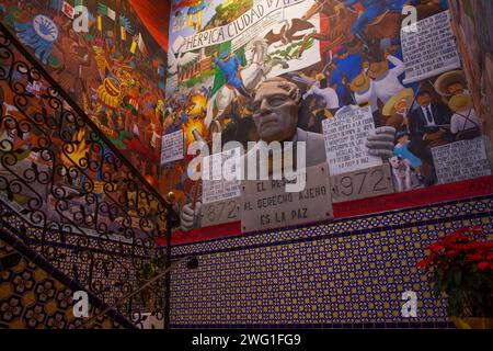 Intérieur, Palais municipal (XVIIe siècle) avec fresques, Atlixco, Pueblos Magicos, État de Puebla, Mexique Banque D'Images